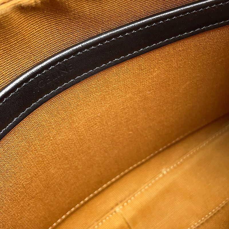 Celine Shoulder Bag Triomphe Horizontal Leather Black Brown