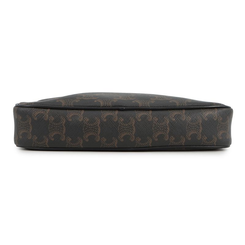 Celine Shoulder Bag Triomphe Horizontal Leather Black Brown