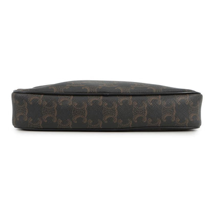 Celine Shoulder Bag Triomphe Horizontal Leather Black Brown