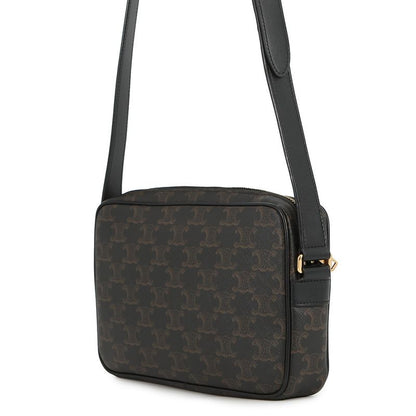 Celine Shoulder Bag Triomphe Horizontal Leather Black Brown