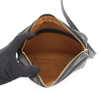 Celine Shoulder Bag Triomphe Horizontal Leather Black Brown