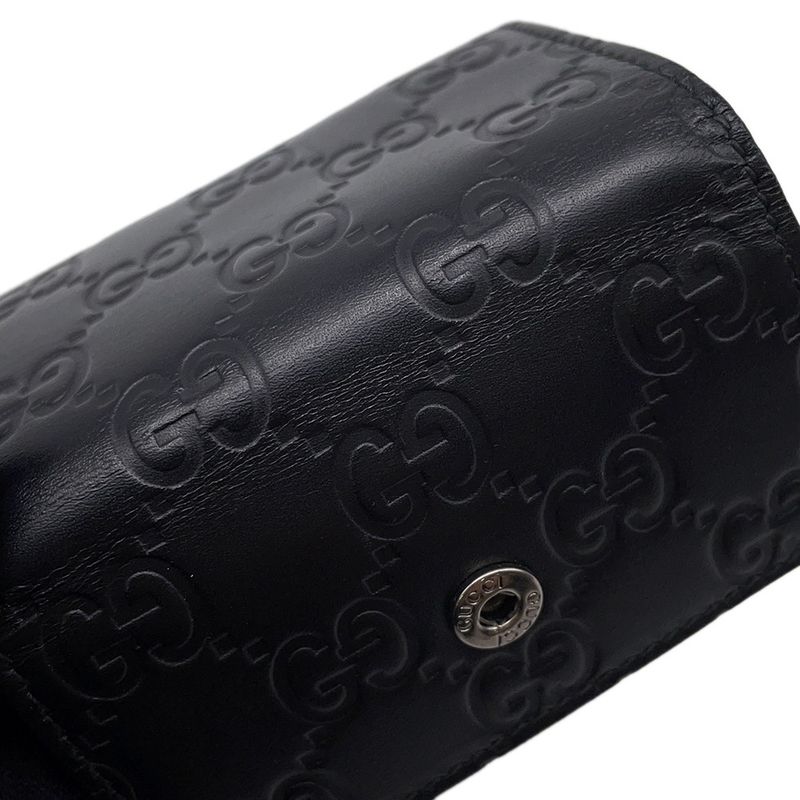 Gucci 6 Key Case Guccissima Leather Black Key Holder