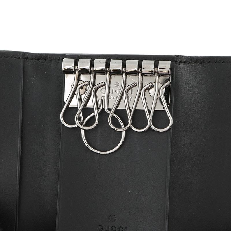 Gucci 6 Key Case Guccissima Leather Black Key Holder