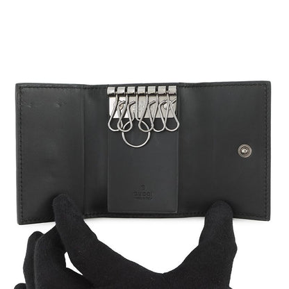 Gucci 6 Key Case Guccissima Leather Black Key Holder