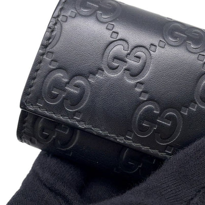 Gucci 6 Key Case Guccissima Leather Black Key Holder