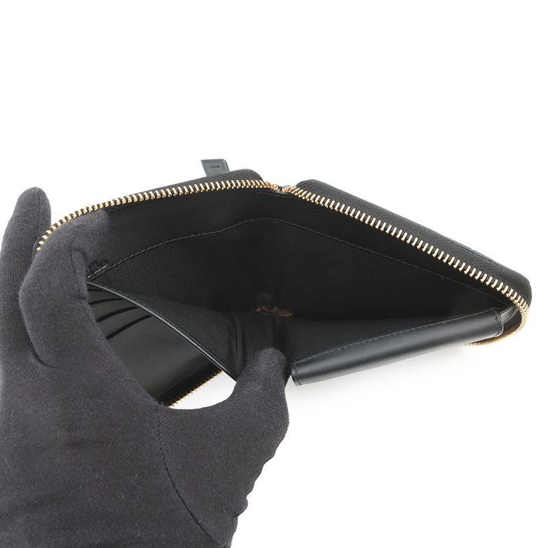 Loewe Bifold Wallet Anagram Puzzle Compact Zip Leather Black Multicolor