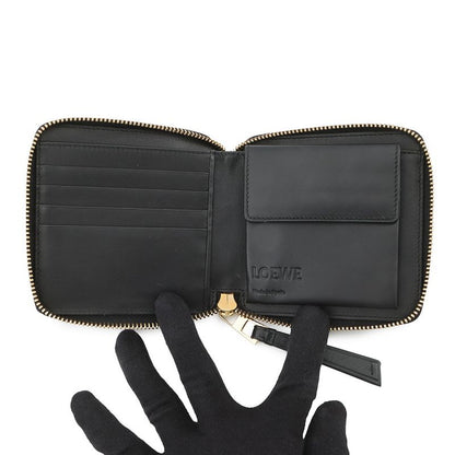 Loewe Bifold Wallet Anagram Puzzle Compact Zip Leather Black Multicolor