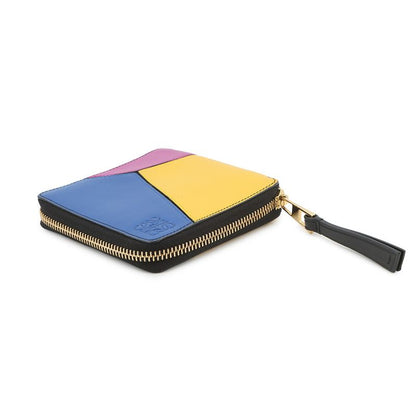 Loewe Bifold Wallet Anagram Puzzle Compact Zip Leather Black Multicolor