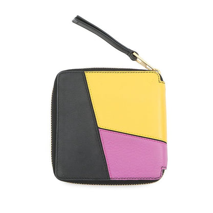 Loewe Bifold Wallet Anagram Puzzle Compact Zip Leather Black Multicolor
