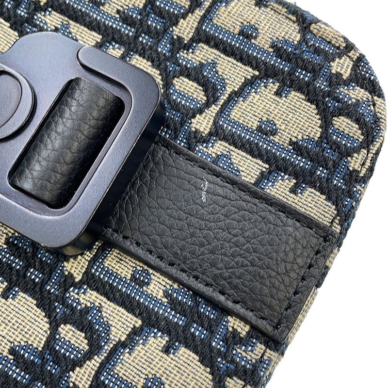 Dior Shoulder Bag Oblique Saddle Vertical Pouch Black Beige Navy