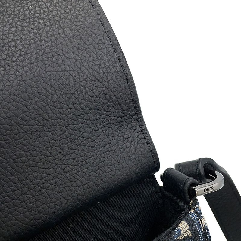 Dior Shoulder Bag Oblique Saddle Vertical Pouch Black Beige Navy