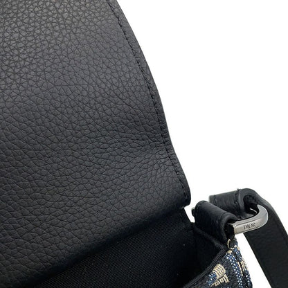 Dior Shoulder Bag Oblique Saddle Vertical Pouch Black Beige Navy