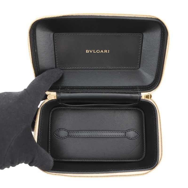 Bvlgari Handbag Serpenti Vanity Bag Calung Embossed Leather 2-Way Champagne