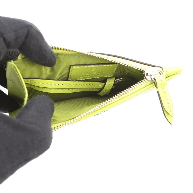 Gucci Key Case GG Marmont Double Chevron Quilted Card Bright Green