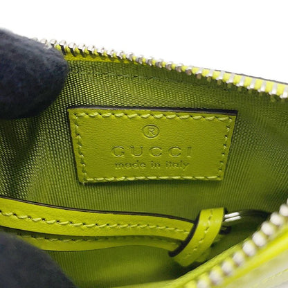 Gucci Key Case GG Marmont Double Chevron Quilted Card Bright Green