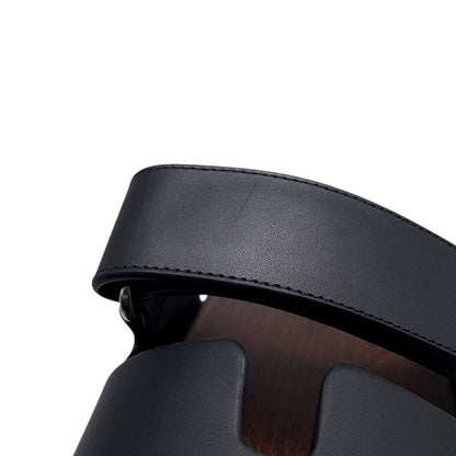 Hermes Sandals Cos Leather Wood 35 Shoes Black Brown