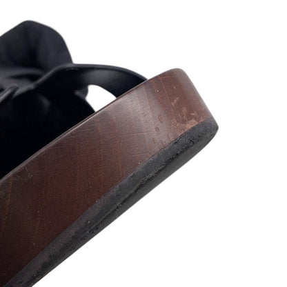 Hermes Sandals Cos Leather Wood 35 Shoes Black Brown