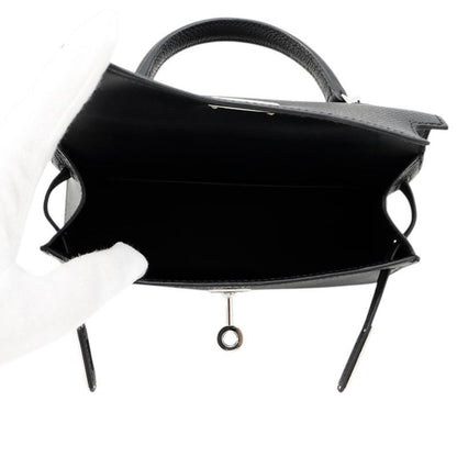 Hermes Mini Kelly 2 Sellier Black Silver Epsom 2-Way Handbag