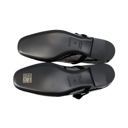 Hermes Ballet Shoes Light Rhinestone Suede 36 Black