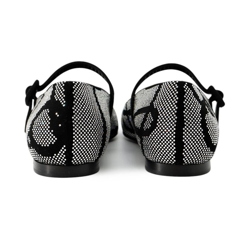 Hermes Ballet Shoes Light Rhinestone Suede 36 Black