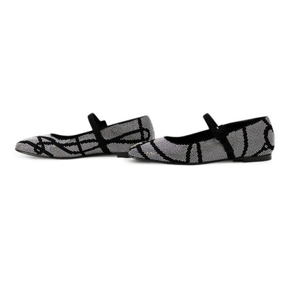 Hermes Ballet Shoes Light Rhinestone Suede 36 Black