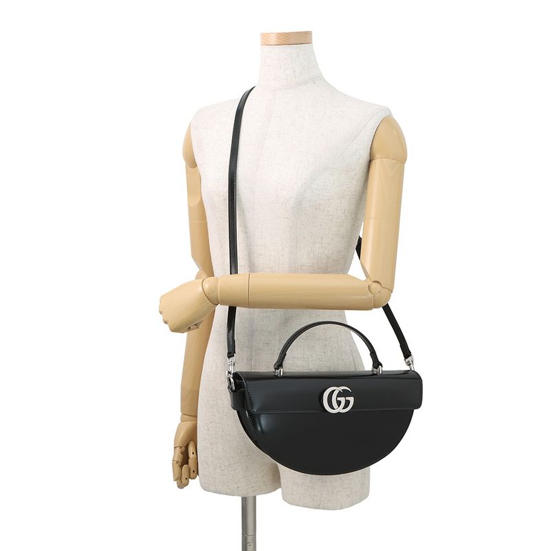 Gucci Leather GG Half Moon 2-Way Shoulder Bag Black