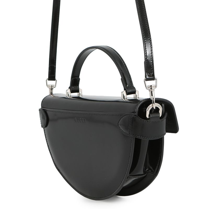 Gucci Leather GG Half Moon 2-Way Shoulder Bag Black