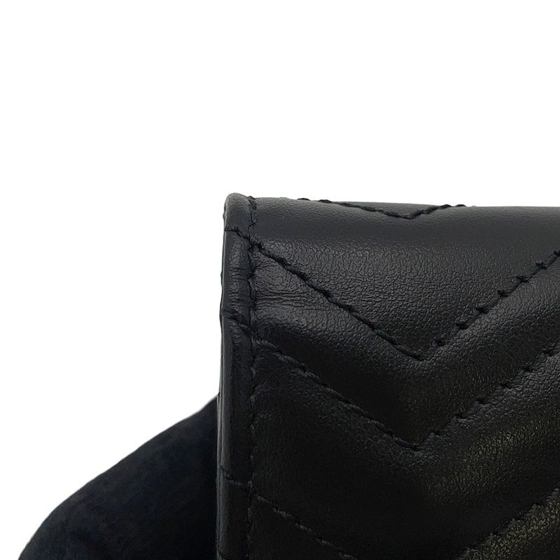 Gucci Bifold Wallet GG Marmont Double Mini Chevron