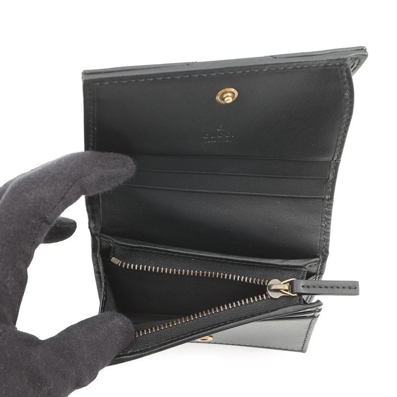 Gucci Bifold Wallet GG Marmont Double Mini Chevron