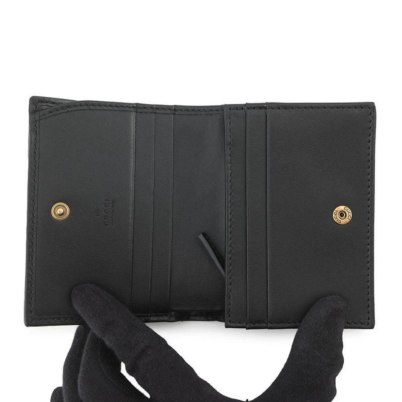 Gucci Bifold Wallet GG Marmont Double Mini Chevron