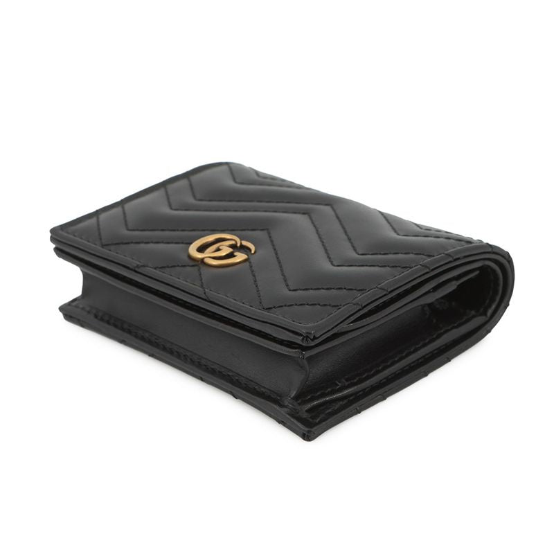 Gucci Bifold Wallet GG Marmont Double Mini Chevron