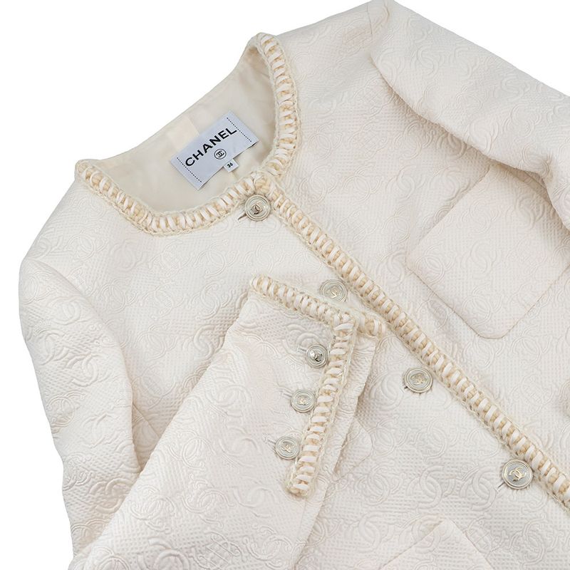 Chanel Jacket Coco Button Jacquard Wool 36