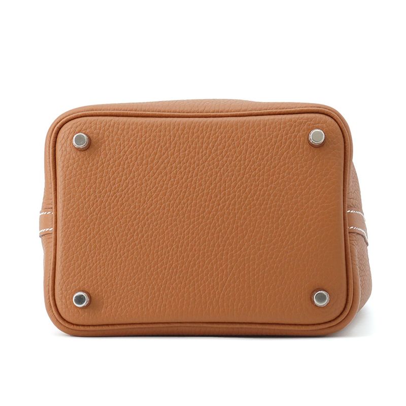 Hermes Handbag Picotin Lock PM Gold Silver Taurillon Clemence
