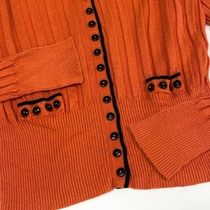 Gucci Era Rib Knit Long Sleeve Digan Interlocking One Point Embroidery S Orange