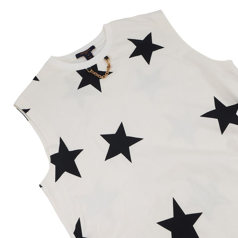 Louis Vuitton Dress LV Logo Star Chain Cotton White Black