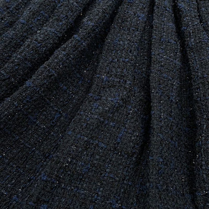Chanel Coat Tweed Double Breasted 34 Black Navy