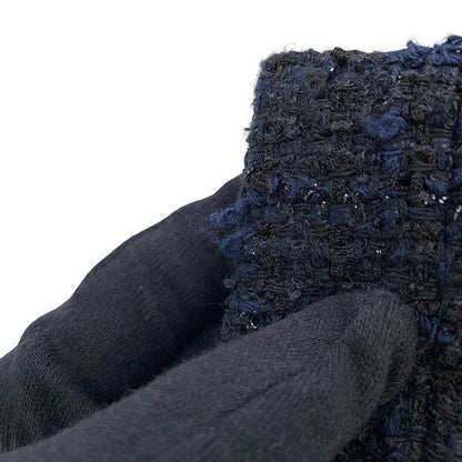 Chanel Coat Tweed Double Breasted 34 Black Navy