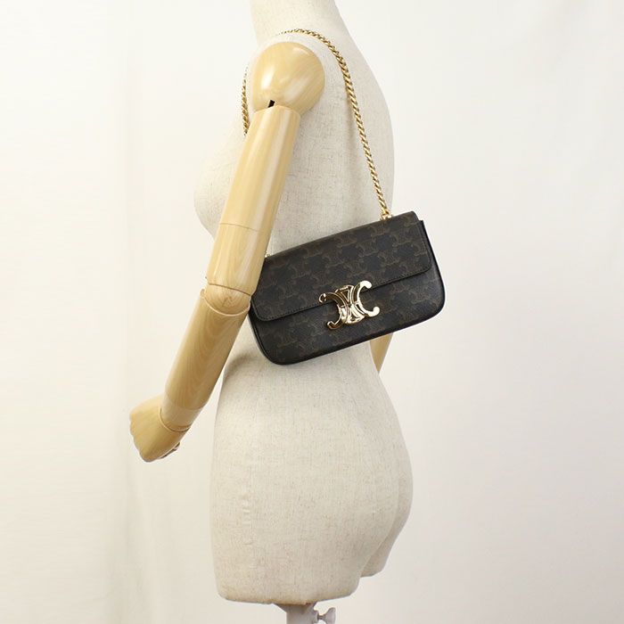Celine Chain Triomphe Canvas Shoulder Bag