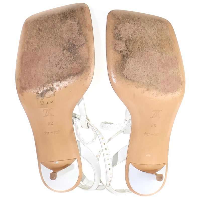 Louis Vuitton Icon Logo Studded Square Toe Sandals Shoes White