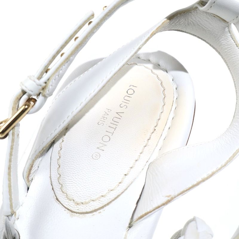 Louis Vuitton Icon Logo Studded Square Toe Sandals Shoes White