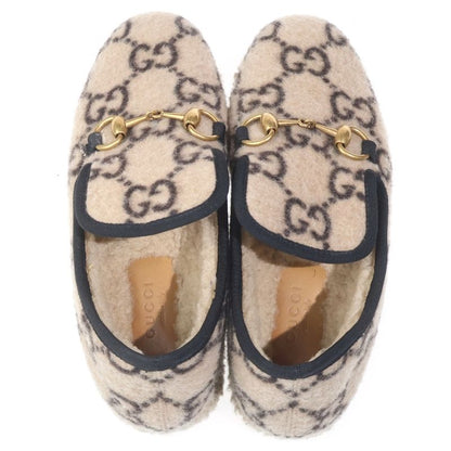 Gucci GG Boa Mouton Horsebit Low Cut Shoes Slip on Beige