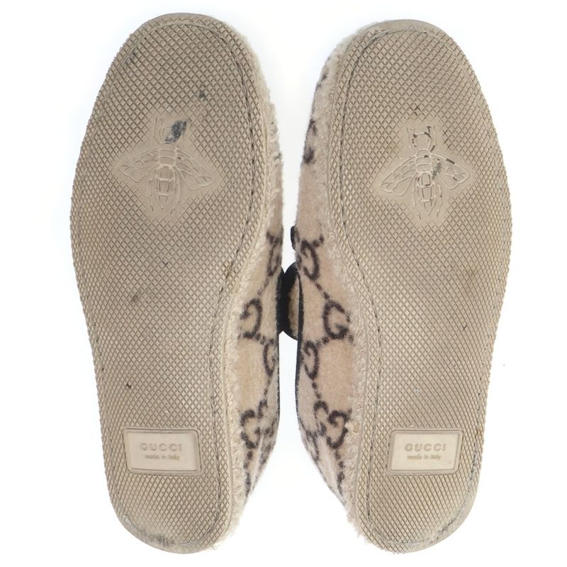 Gucci GG Boa Mouton Horsebit Low Cut Shoes Slip on Beige