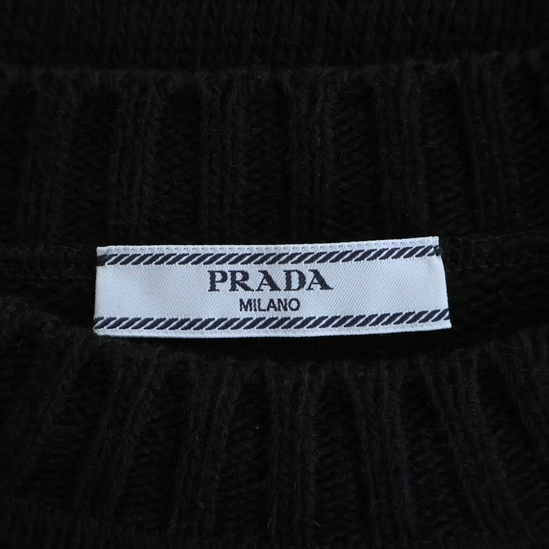 Prada Drogo Wool Cashmere Long Sleeve Knit Sweater Black