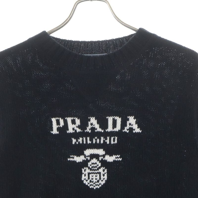 Prada Drogo Wool Cashmere Long Sleeve Knit Sweater Black