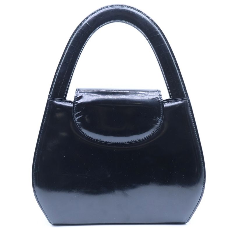 Cartier Pantel Patent Leather Handbag Gold Black