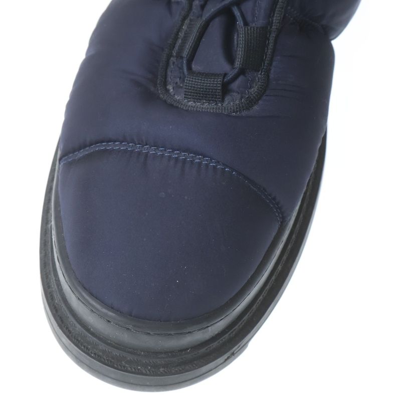 Chanel Snow Boot CC Logo Boa Nylon Boots High Cut Shoes Navy