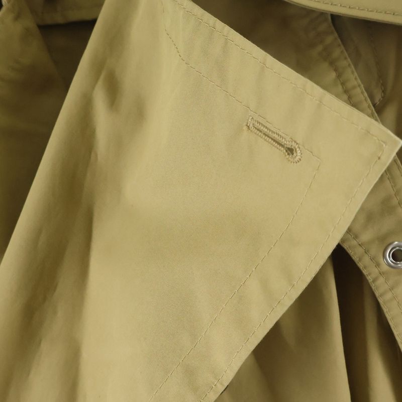 Loewe Anagram Logo Leather Patch Trench Long Coat Beige