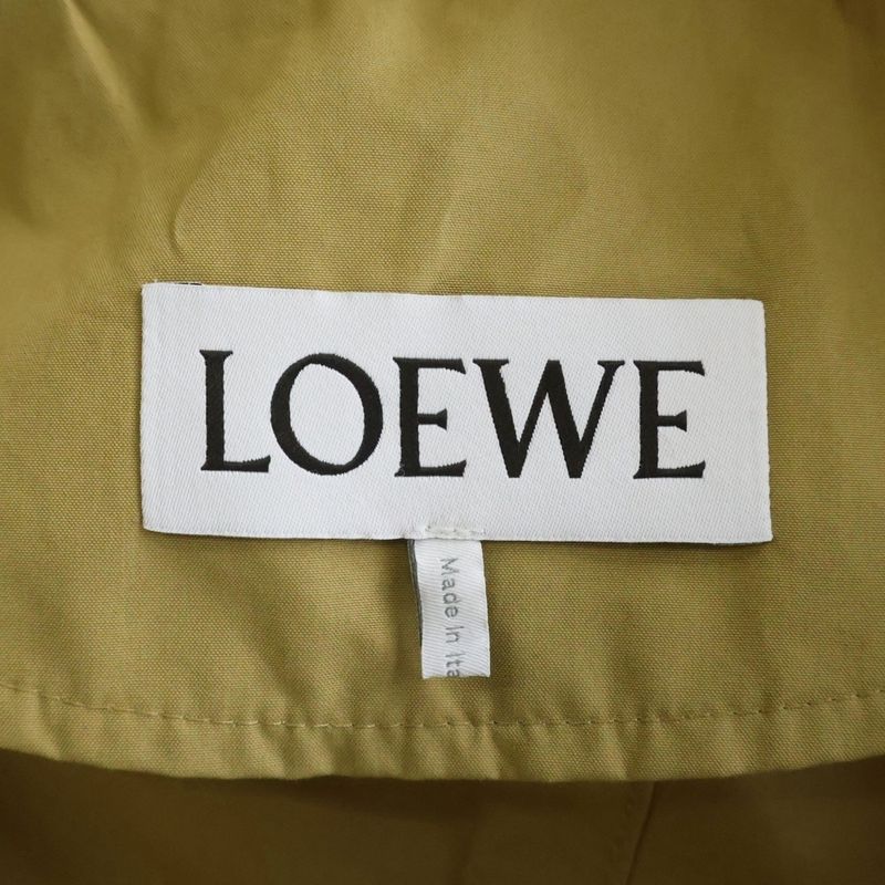 Loewe Anagram Logo Leather Patch Trench Long Coat Beige