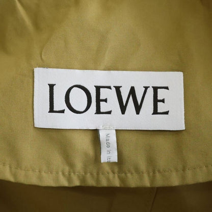 Loewe Anagram Logo Leather Patch Trench Long Coat Beige