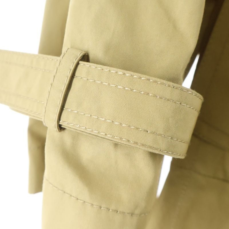 Loewe Anagram Logo Leather Patch Trench Long Coat Beige
